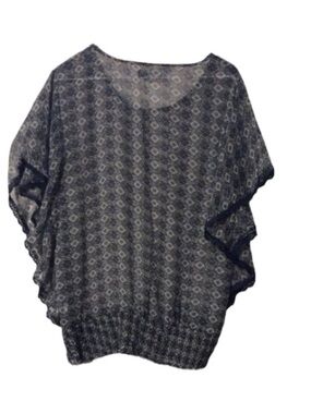 COST PLUS WORLD MARKET Sheer Blouse With A SMOCKED Hem And PONCHO Style Sleeves